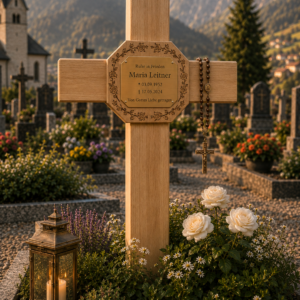 Holzgrabmal Holzkreuz Ewiger Kreis