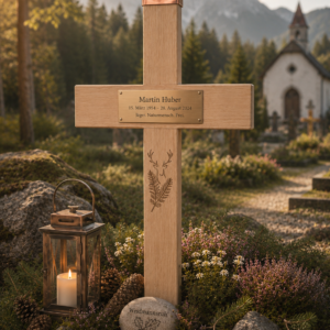 Holzgrabmal Holzkreuz Alpenkreuz