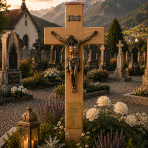 Holzgrabmal Holzkreuz Abendfrieden