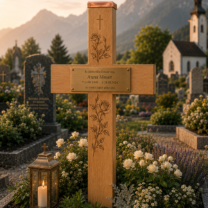 Holzgrabmal Holzkreuz Lebensranke